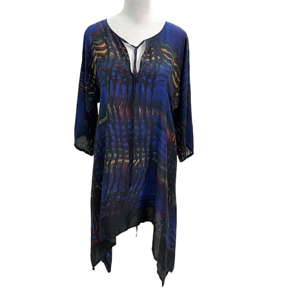 Johnny Was Colorful Flowy Lightweight Boho Tunic Blouse Top Dress size Small